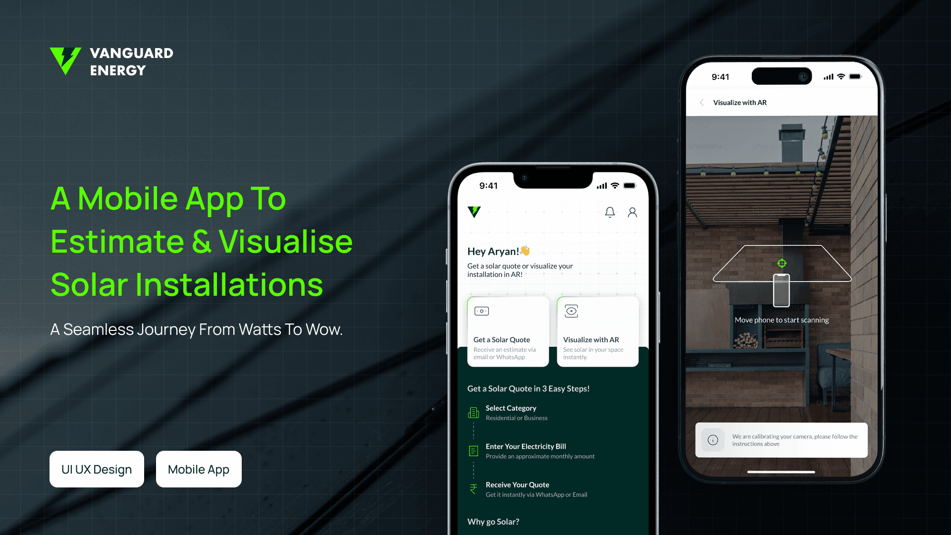 Vanguard mobile app to estimate and visualise solar installations
