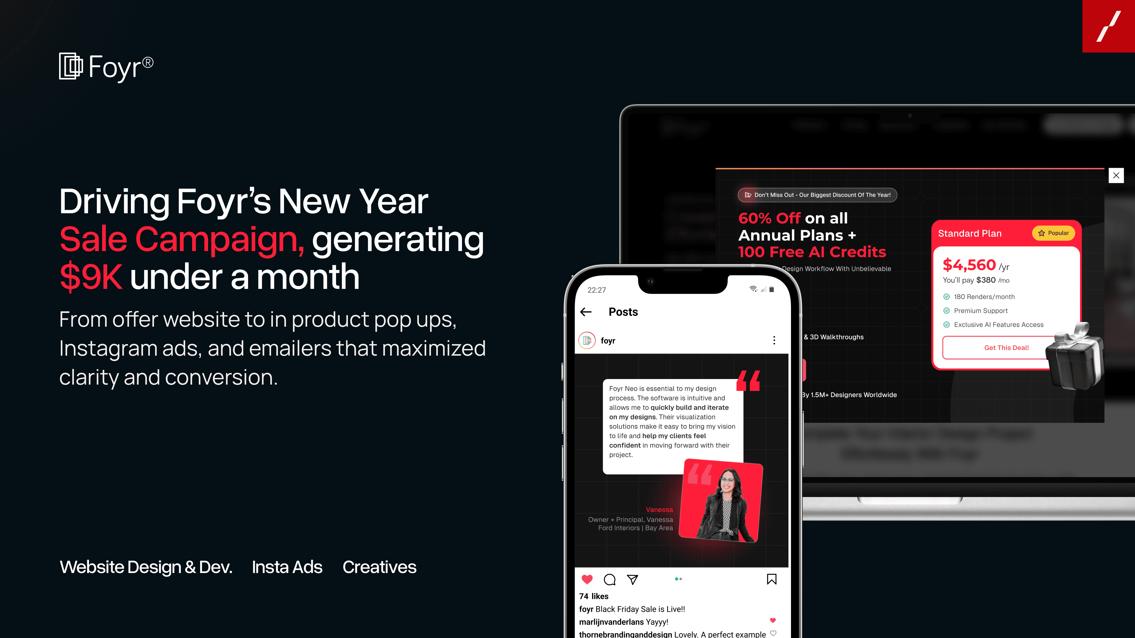 Foyr New Year sale campaign that generated $9K in under a month